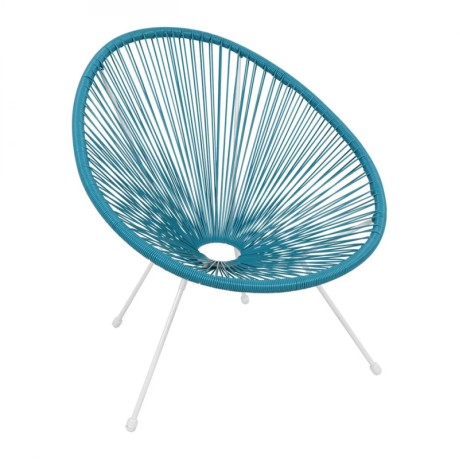 ACAPULCO Armchair White Steel, Blue Plastic Rattan