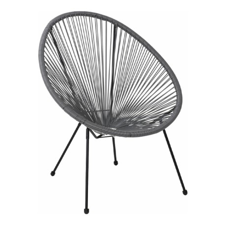 ACAPULCO Armchair Black Steel, Grey Plastic Rattan