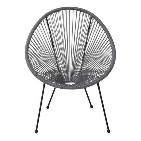 ACAPULCO Armchair Black Steel, Grey Plastic Rattan