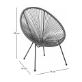 Πολυθρόνα ACAPULCO από rattan σε χρώμα γκρι 73x76x89εκ.
