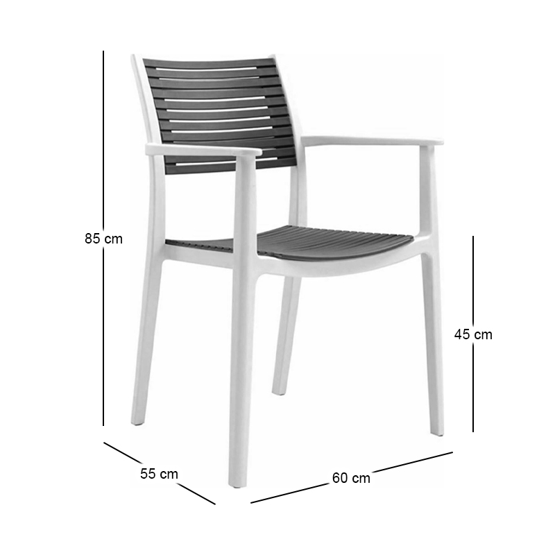 AKRON Armchair PP-UV White/Grey
