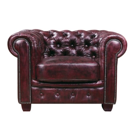 Πολυθρόνα Chesterfield Birmingham δερμάτινη χρώμα antique red 103x92x72εκ.