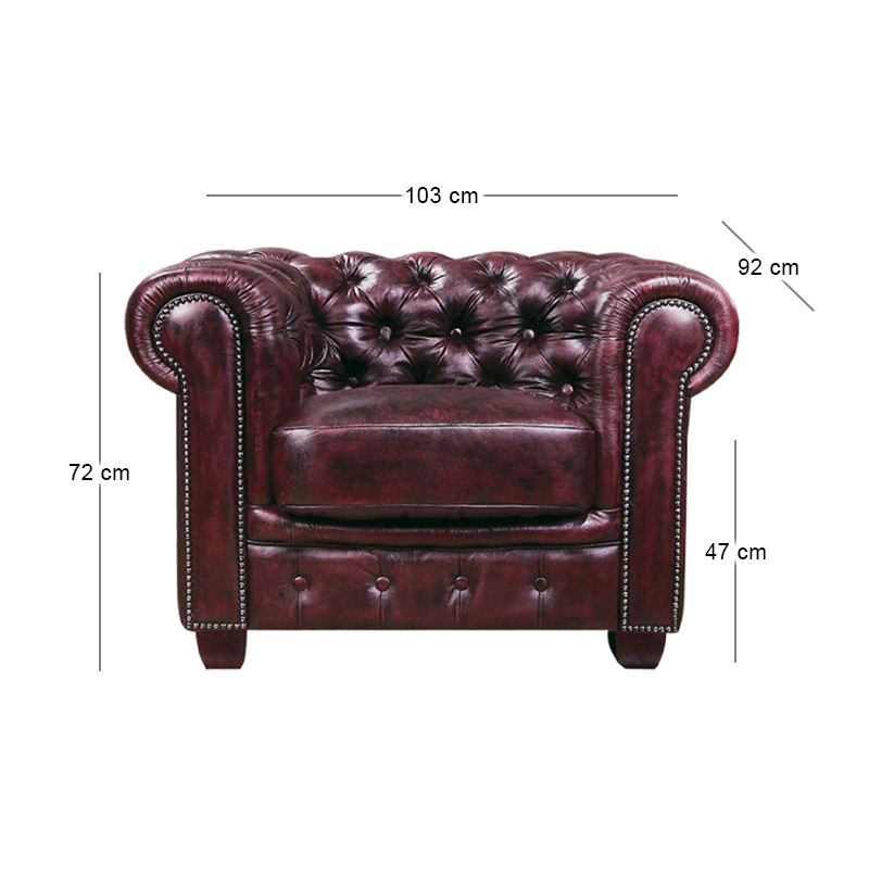 CHESTERFIELD-689 1-S Leather Antique Red
