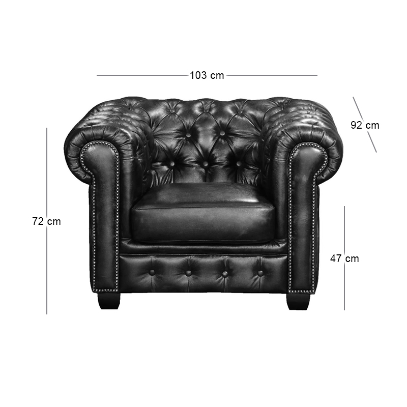 CHESTERFIELD-689 1-S Leather Antique Grey