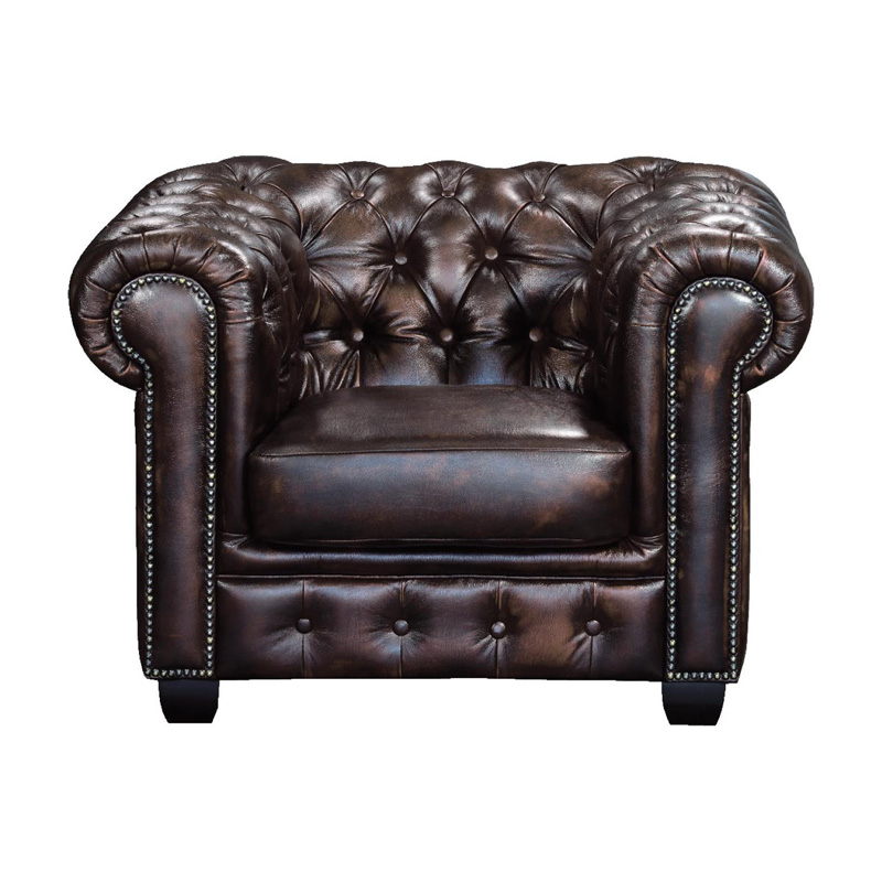 CHESTERFIELD-689 Lounge Armchair Leather Brown