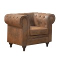 CHESTERFIELD Lounge Armchair Brown Camel Fabric