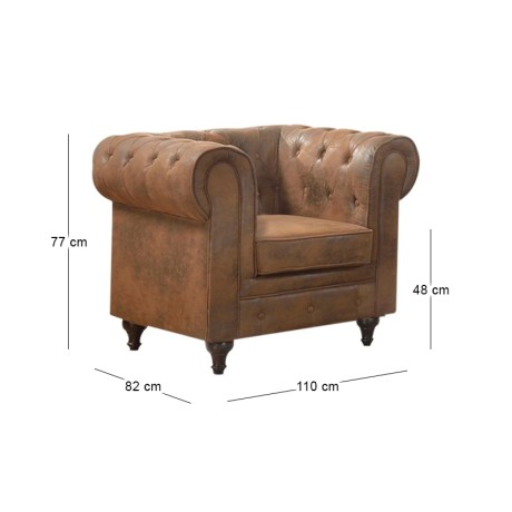 Πολυθρόνα Chesterfield York υφασμάτινη χρώμα καφέ camel 110x82x77εκ.