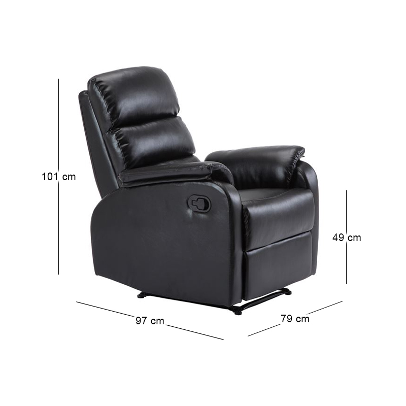 Πολυθρόνα COMFORT RELAX από τεχνόδερμα PU σε χρώμα μαύρο 79x97x101εκ.