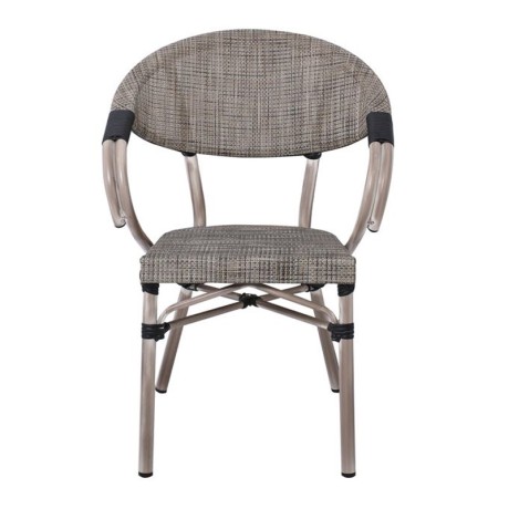 Πολυθρόνα κήπου Costa αλουμινίου antique grey - textilene χρώμα μπεζ 58x57x83εκ.