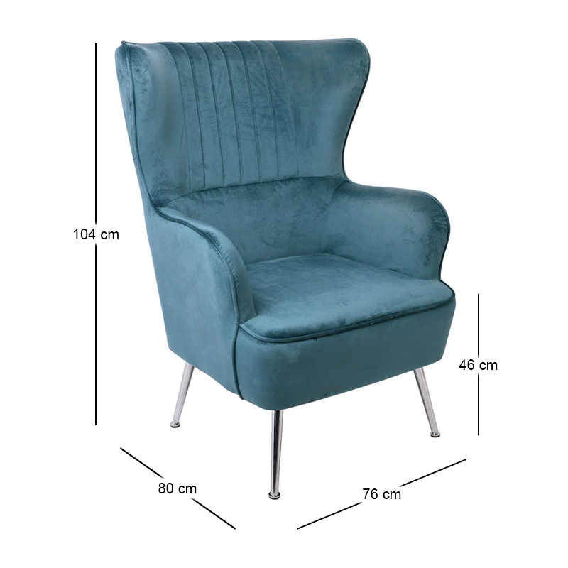 CROMA Armchair Fabric Blue Velure