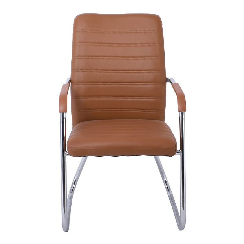 COLLET Visitor Armchair/Chromed Frame/Brown Pu
