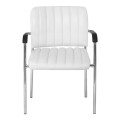 Visitor office armchair Denim with inox skeleton lining from artificial leather PU in dark brown color 45x46x79cm