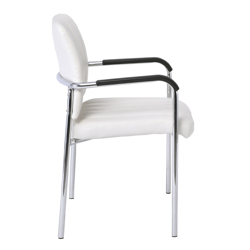 Visitor office armchair Denim with inox skeleton lining from artificial leather PU in dark brown color 45x46x79cm