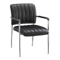 Visitor office armchair Denim with inox skeleton lining from artificial leather PU in ecru color 45x46x79cm