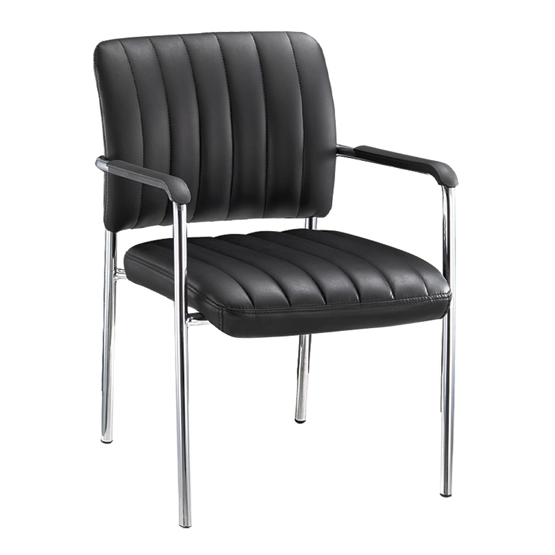 Visitor office armchair Denim with inox skeleton lining from artificial leather PU in ecru color 45x46x79cm
