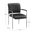 Visitor office armchair Denim with inox skeleton lining from artificial leather PU in ecru color 45x46x79cm