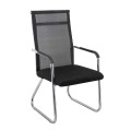 ALTA Visitor Armchair/Chromed Frame/Black Mesh