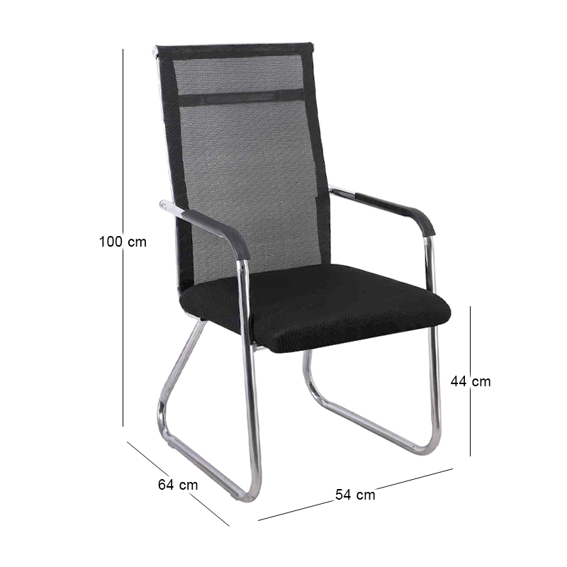 ALTA Visitor Armchair/Chromed Frame/Black Mesh