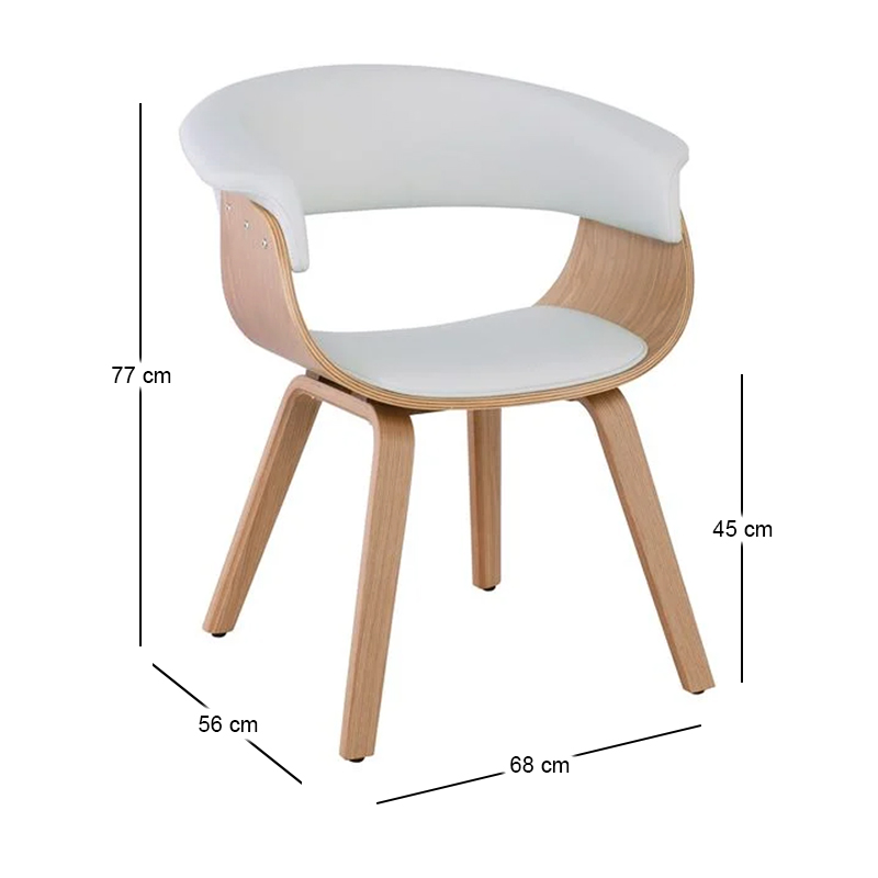 HERMAN Armchair Natural/Pu White