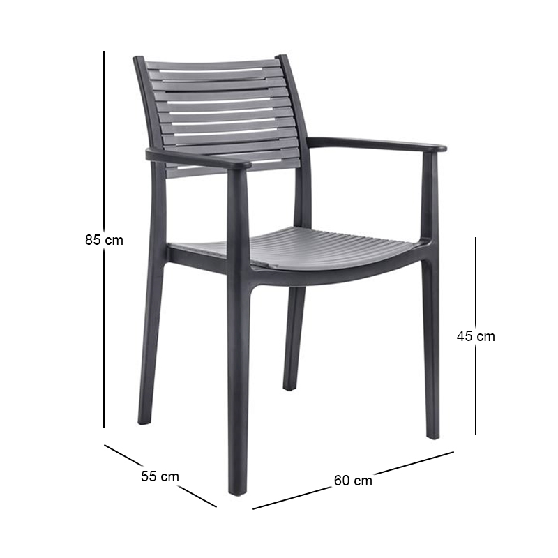 AKRON Armchair PP-UV Black/Grey