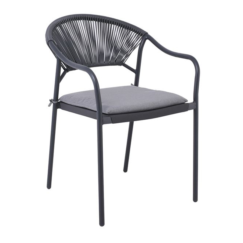 MOLLY Armchair Metal Anthracite/Wicker Grey/Cushion Grey