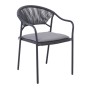 MOLLY Armchair Metal Anthracite/Wicker Grey/Cushion Grey