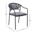 MOLLY Armchair Metal Anthracite/Wicker Grey/Cushion Grey