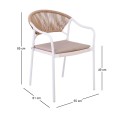 MOLLY Armchair Metal White/Wicker Natural/Cushion Ecru