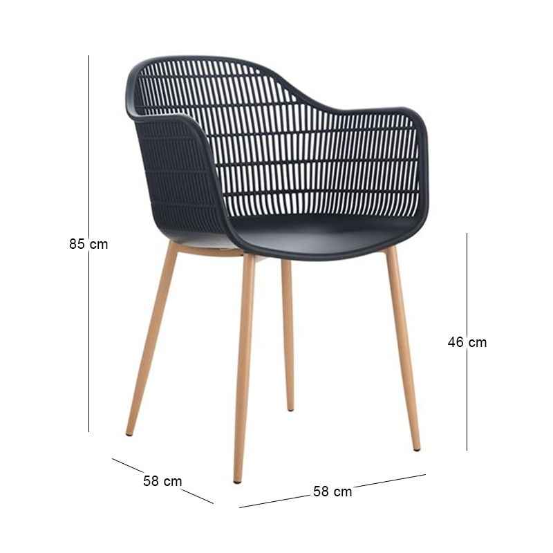 BERRY Armchair Metal Natural/PP-UV Black