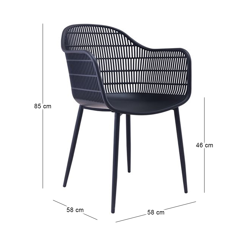 BERRY Armchair Metal Black/PP-UV Black