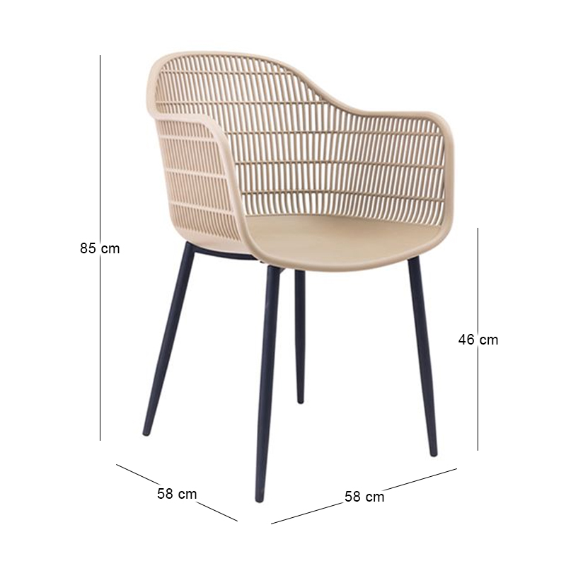 BERRY Armchair Metal Black/PP-UV Tortora