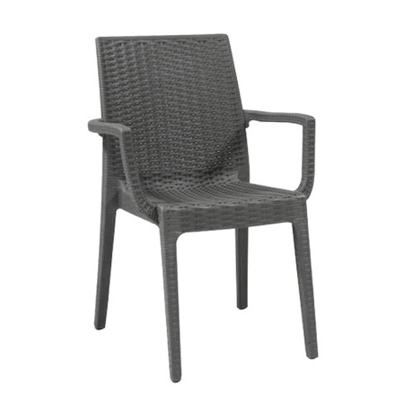 Πολυθρόνα κήπου πολυπροπυλενίου rattan look Dafne στοιβαζόμενη UV προστασία χρώμα ανθρακί 54x55x85εκ.
