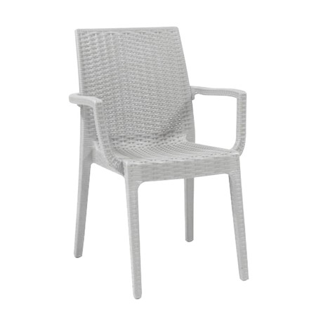Πολυθρόνα κήπου πολυπροπυλενίου rattan look Dafne στοιβαζόμενη UV προστασία χρώμα λευκό 54x55x85εκ.