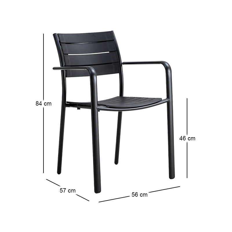 SAGA Armchair Metal Black/PP-UV Black