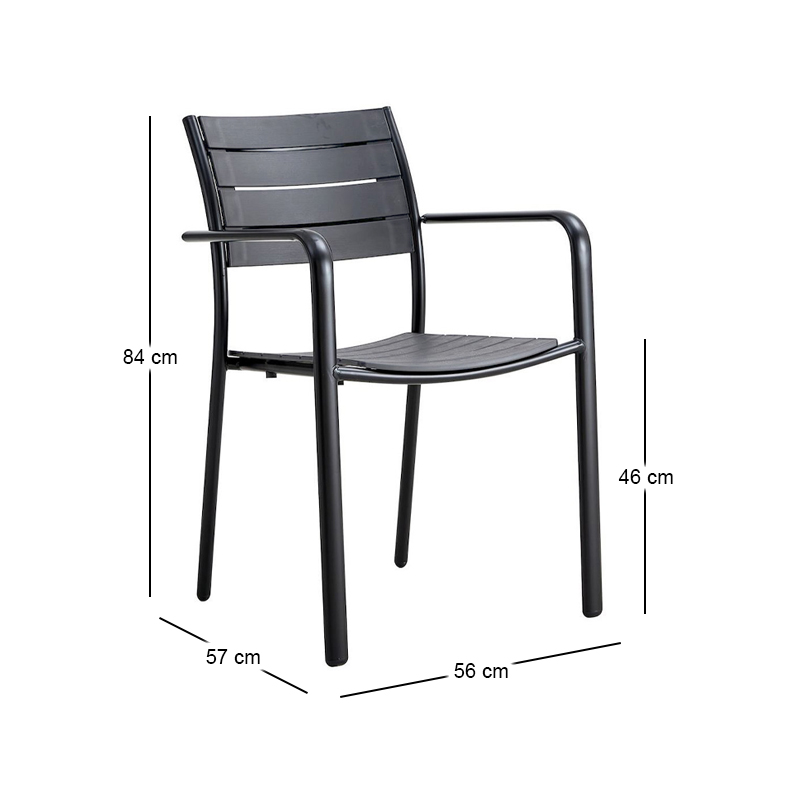 SAGA Armchair Metal Black/PP-UV Anthracite