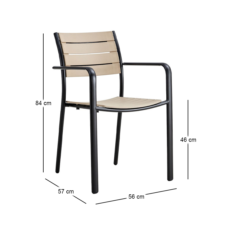 SAGA Armchair Metal Black/PP-UV Tortora