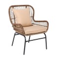 SALSA MAX Armchair Steel Black/Wicker Natural, Cushions Beige