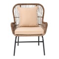 SALSA MAX Armchair Steel Black/Wicker Natural, Cushions Beige