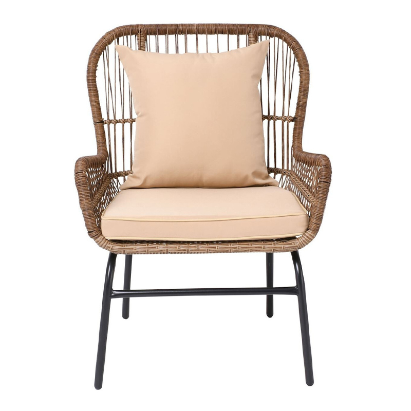 SALSA MAX Armchair Steel Black/Wicker Natural, Cushions Beige