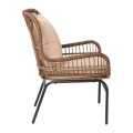 SALSA MAX Armchair Steel Black/Wicker Natural, Cushions Beige