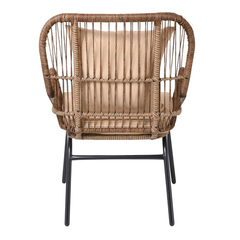 SALSA MAX Armchair Steel Black/Wicker Natural, Cushions Beige