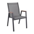 VIRNA Armchair Metal Dark Grey/Textilene Grey/Polywood Natural