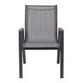 VIRNA Armchair Metal Dark Grey/Textilene Grey/Polywood Natural