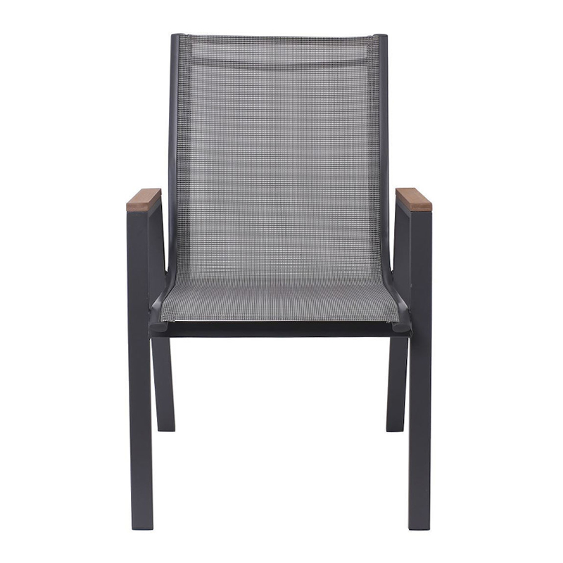 VIRNA Armchair Metal Dark Grey/Textilene Grey/Polywood Natural