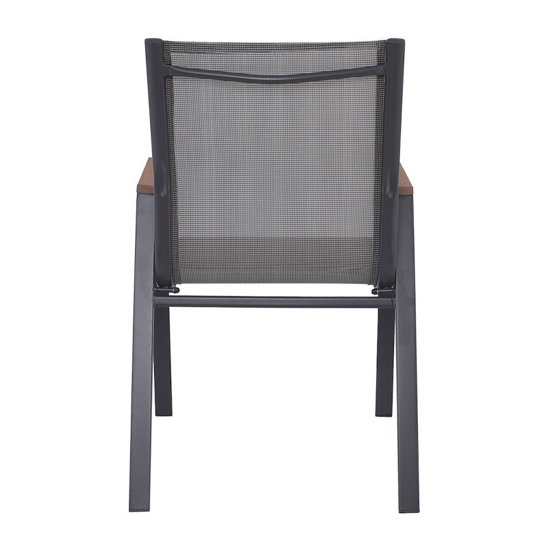 VIRNA Armchair Metal Dark Grey/Textilene Grey/Polywood Natural