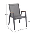 VIRNA Armchair Metal Dark Grey/Textilene Grey/Polywood Natural
