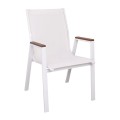VIRNA Armchair Metal White/Textilene White/Polywood Natural