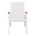 VIRNA Armchair Metal White/Textilene White/Polywood Natural