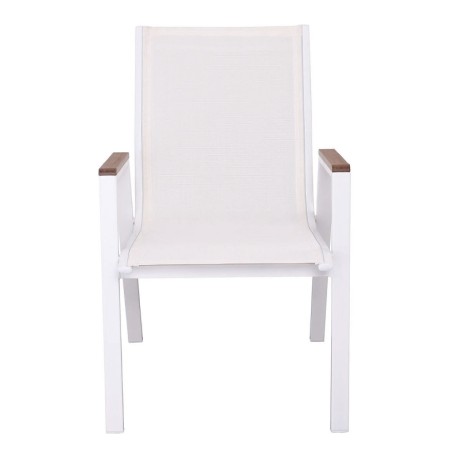 VIRNA Armchair Metal White/Textilene White/Polywood Natural