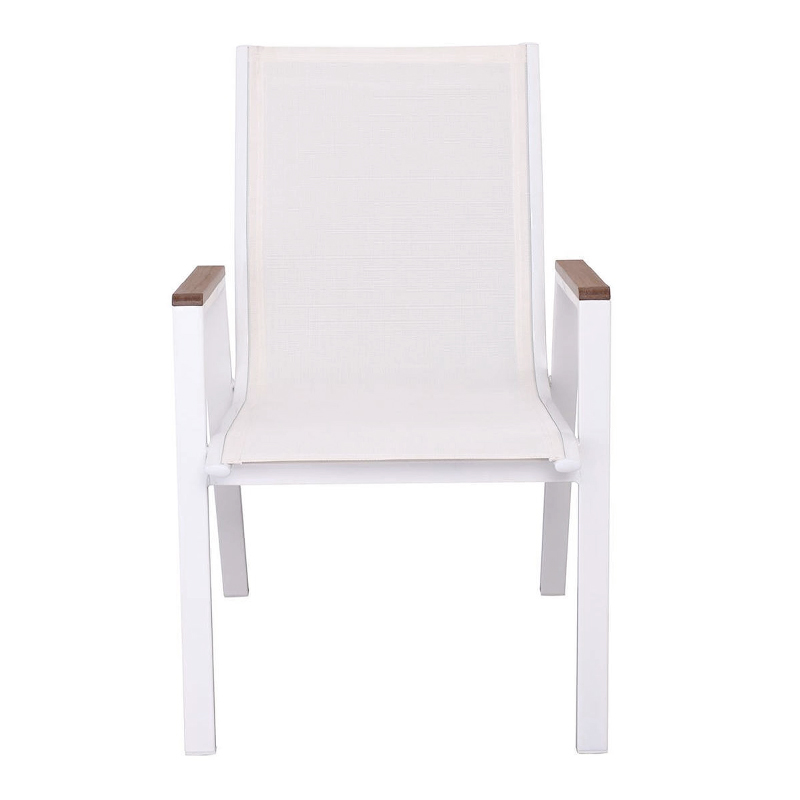 VIRNA Armchair Metal White/Textilene White/Polywood Natural